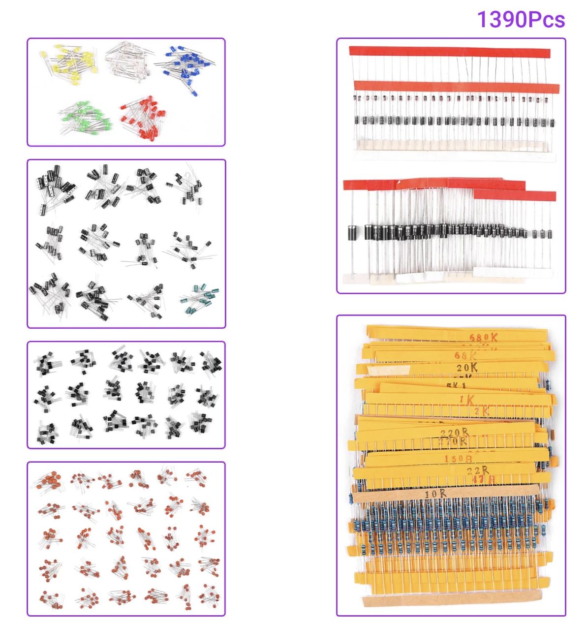 1390pcs Electronic Components Basic Starter Kit